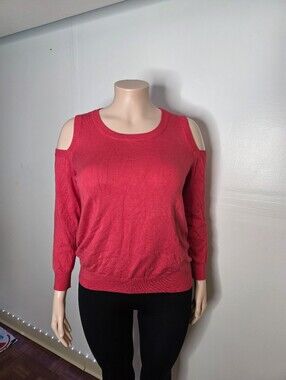 Attitudes by Renee Bright Red Cold-Shoulder Sweater US 1X
